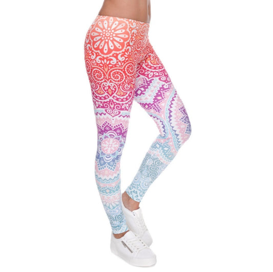 Printed thin pencil feet pants stretch big ladies yoga pants leggings