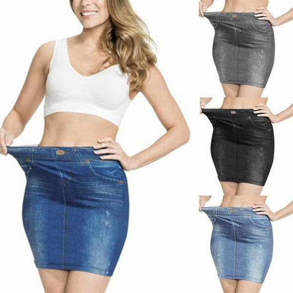 Corset Faux Denim Culottes Plus Size Seamless Yoga Pants