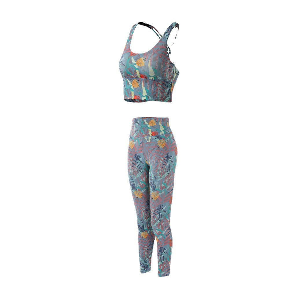 Yoga Suit Two-piece Camouflage Printed For Women