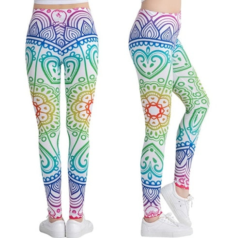 Printed thin pencil feet pants stretch big ladies yoga pants leggings