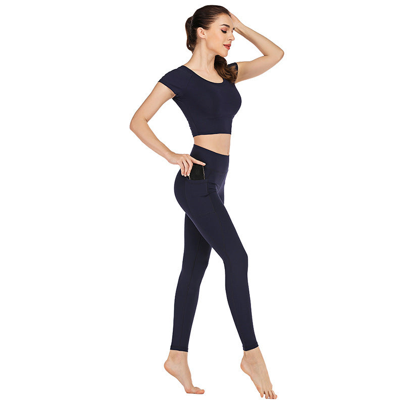 Pocket yoga clothes suit women