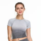 Gradient sports short sleeve yoga clothes