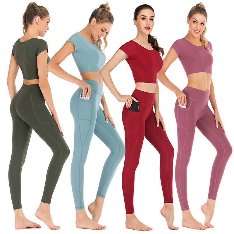 Pocket yoga clothes suit women