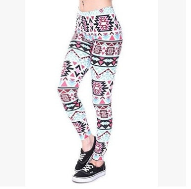 Printed thin pencil feet pants stretch big ladies yoga pants leggings