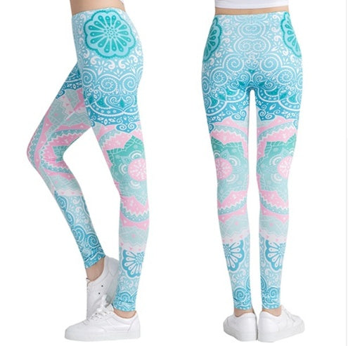 Printed thin pencil feet pants stretch big ladies yoga pants leggings