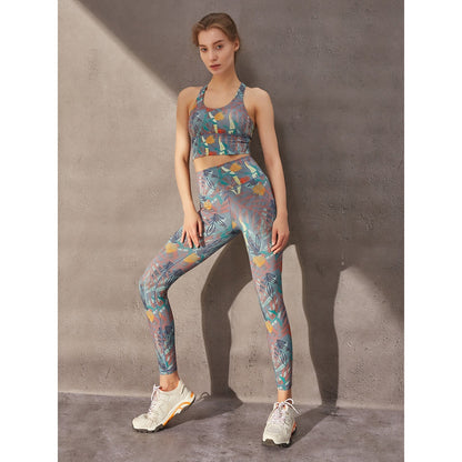 Yoga Suit Two-piece Camouflage Printed For Women