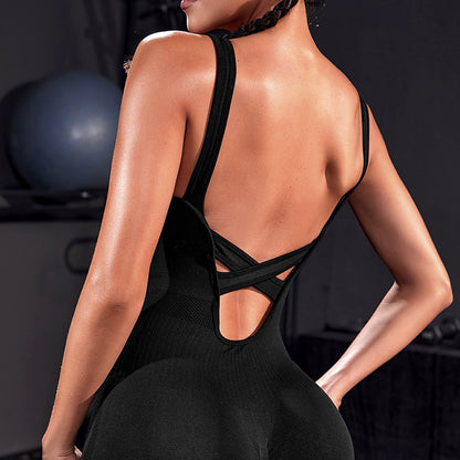 Cross Backless Sports Jumpsuit Yoga Workout Clothes